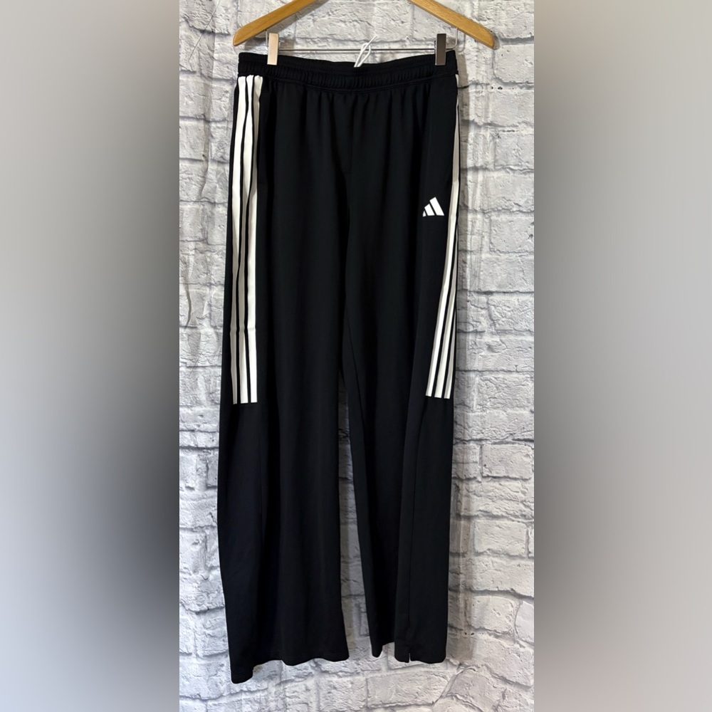 Adidas Track Pants Black w/White Side Stripes, Sz M